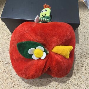 Vintage GUC Apple flower worm hand puppet Plush Graphics International 1985